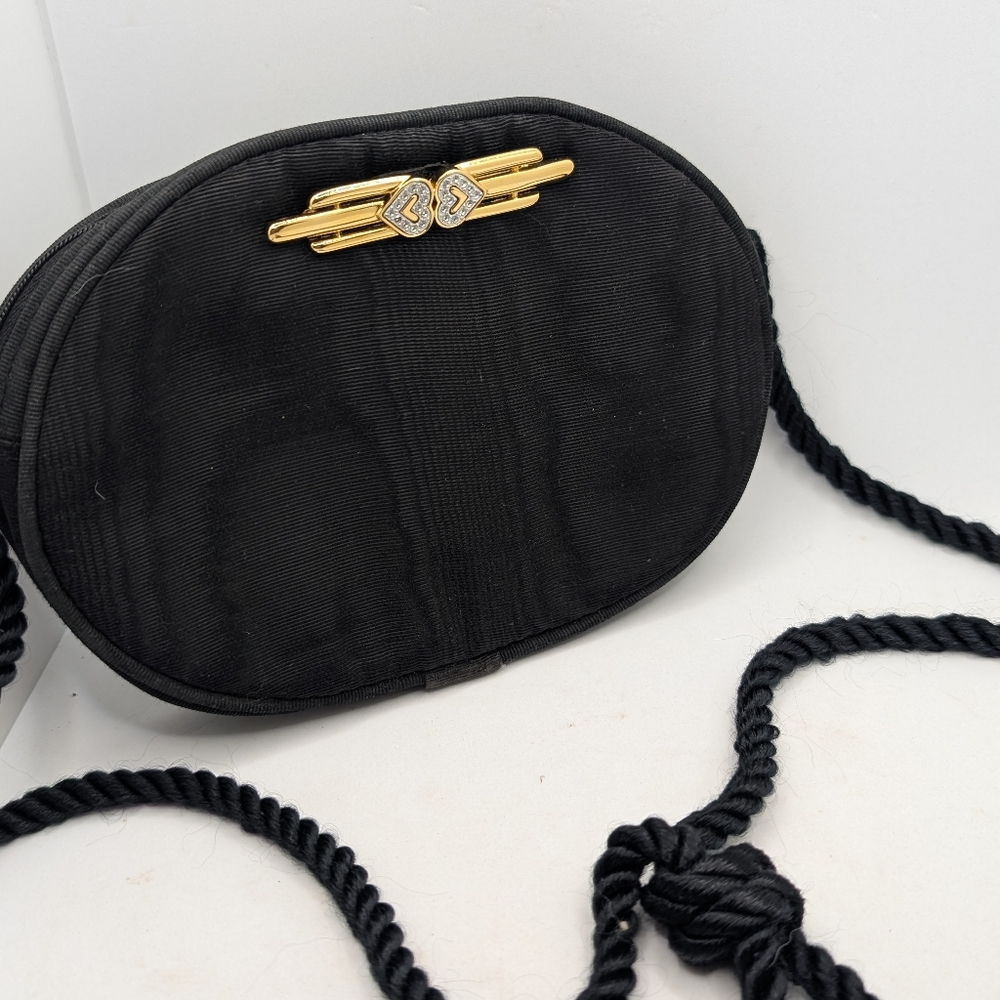 Vintage‎ Monet Black Crossbody Bag with Gold Detailing